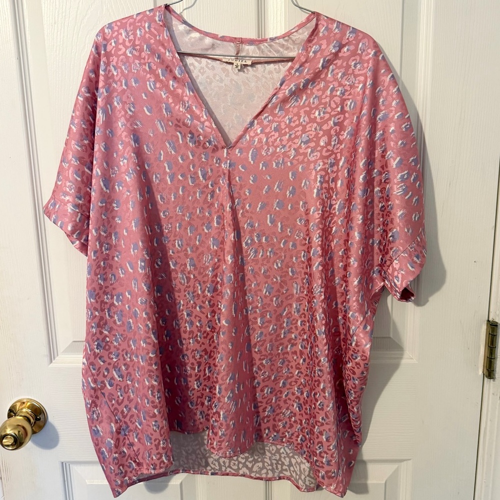 Blouse JODIFL Pink and Purple Animal Print V-Neck